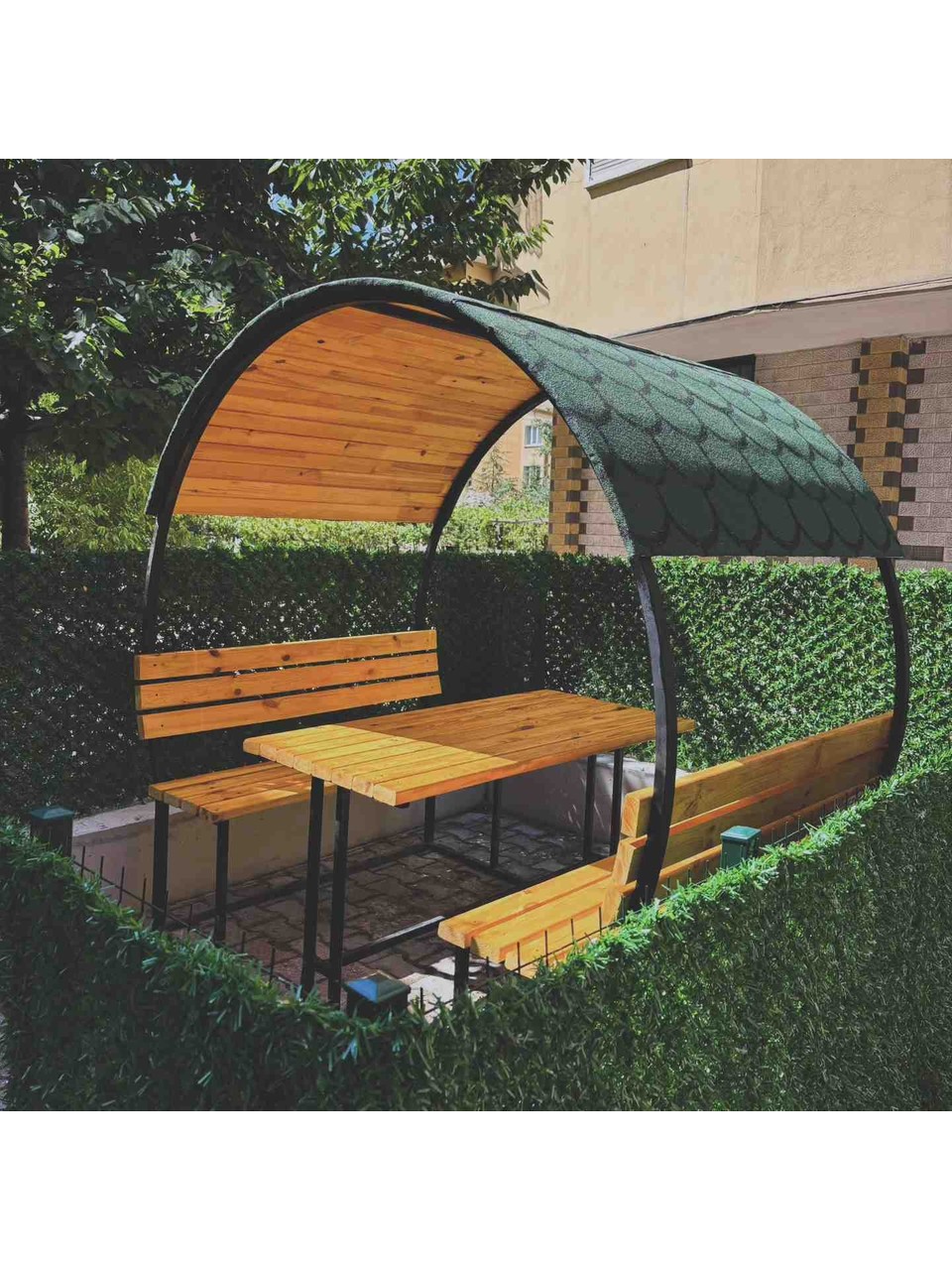 Ahşap Çardak Kamelya 6 kişilik yuvarlak